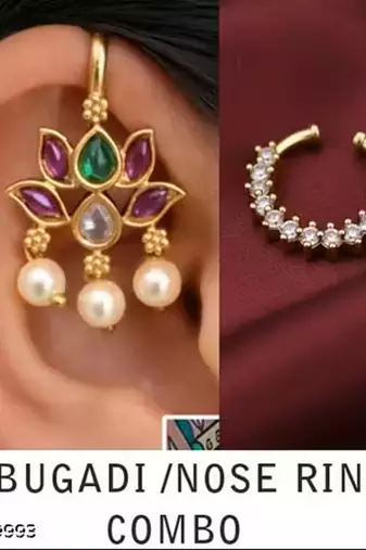 Indian bollywood gold plated bugadi earrings for women and girls jewelry set