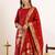Red women art silk jacquard kurta pant dupatta set | jacquard work ethnic wear | round neck