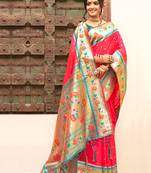 Sutriti majestic pink paithani silk saree with royal floral zari pallu | festive & bridal edition