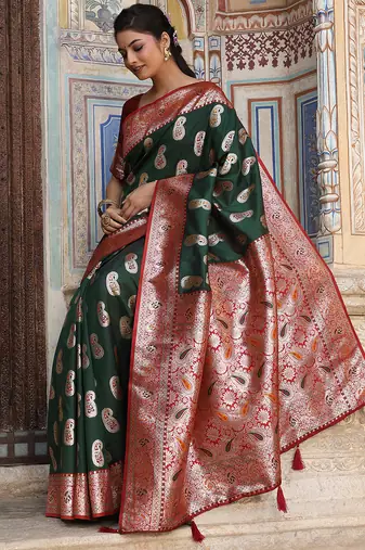 banarasi style paisley butti saree for women 