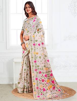 multicolor leaf printed saree for women  2