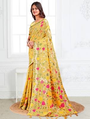 multicolor leaf printed saree for women  2