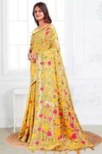 multicolor leaf printed saree for women 
