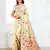 cream linen saree with multicolor woven leaf patterns