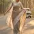 Sutriti women beige & silver-toned woven design linen blend saree