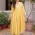 Yellow Thread Work Cotton Haldi Wear Pant Suit
