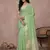 women's parrot green pure linen saree with zari border & blouse piece 