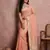 Sutriti women's peach pure linen saree with zari border & blouse piece | soft & lightweight | elegant daily wear saree