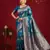 Sutriti ocean teal blue floral woven soft silk saree