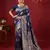 Sutriti midnight navy blue woven soft silk saree