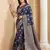 Sutriti deep navy blue soft silk saree with silver zari pallu