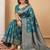 Sutriti peacock teal green soft silk saree with zari weaving