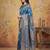 Sutriti steel blue zari woven saree with rich border & heavy pallu | festive & wedding wear