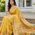 Sutriti mustard yellow woven linen saree with artistic pallu & tassels | festive & day function wear