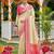 Sutriti elegant cream & hot pink art silk kanjivaram style saree with rich zari border & paisley pallu