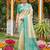 Sutriti elegant cream & turquoise art silk kanjivaram style saree with rich zari border & paisley pallu