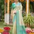 Sutriti elegant cream & turquoise art silk kanjivaram style saree with rich zari border & paisley pallu
