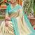 Sutriti elegant cream & turquoise art silk kanjivaram style saree with rich zari border & paisley pallu