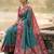 Sutriti women teal blue soft silk saree with pink nandi zari border