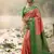 Sutriti women peach soft silk saree with green nandi zari border