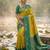 Sutriti women yellow soft silk saree with green nandi zari border