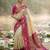 Sutriti women cream soft silk saree with pink nandi zari border
