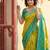 Sutriti mustard yellow & green pochampalli soft silk saree with traditional ikat pallu sari