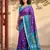 Sutriti violet & sky blue pochampalli soft silk saree with traditional ikat pallu sari