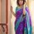 Sutriti violet & sky blue pochampalli soft silk saree with traditional ikat pallu sari