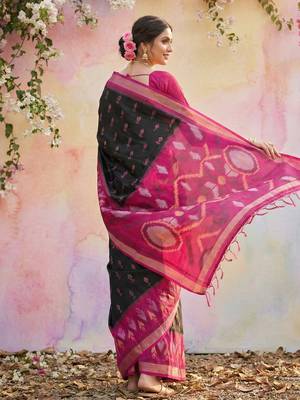 black pochampalli silk blend saree  2