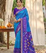 Sutriti blue pochampalli silk saree | elegant traditional wedding & festive wear saree