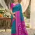 teal blue pochampalli silk blend saree 