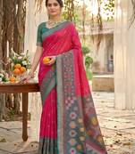Sutriti pink pochampalli silk saree | elegant traditional wedding & festive wear saree