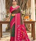 Sutriti olive green pochampalli silk saree | elegant traditional wedding & festive wear saree