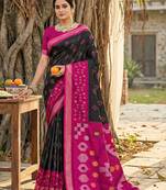Sutriti black pochampalli silk saree | elegant traditional wedding & festive wear saree