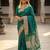 Sutriti bottle green zari woven banarasi style semi-silk saree | elegant temple wear with rich pallu & blouse