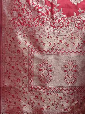classic maroon fetive wear soft silk blend saree with heavy zari 5