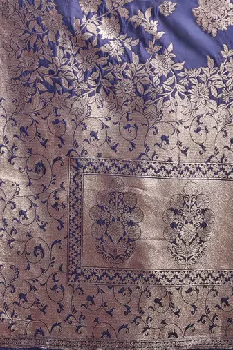 midnight navy blue woven soft silk blend saree