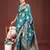 Sutriti peacock green soft silk saree with intricate silver weaving