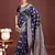 Sutriti deep navy blue soft silk saree with silver zari pallu