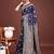 Sutriti deep navy blue soft silk saree with silver zari pallu