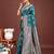 Sutriti peacock teal green soft silk saree with zari weaving
