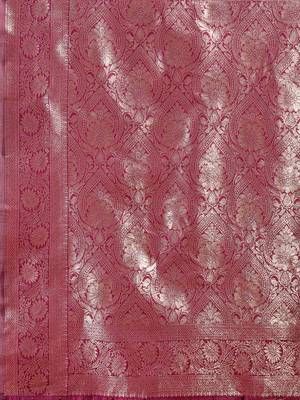 magenta wine soft silk blend saree with silver zari details 5
