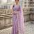 lavender color embroidery work gold crush silk saree 