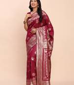 Sutriti rani pink zari woven saree with rich border & heavy pallu | wedding & party wear