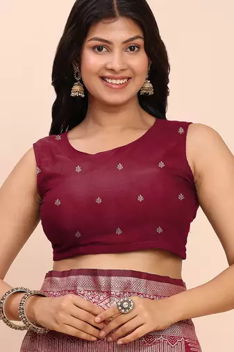 rani pink zari woven saree with rich border & heavy pallu 