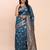 Sutriti steel blue soft silk saree with silver zari floral motifs