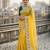Yellow color embroidery work gold crush silk saree 