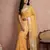 Sutriti women's mustard yellow pure linen saree with zari border & blouse piece