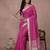Sutriti women's magenta pure linen saree with gold zari border & blouse piece